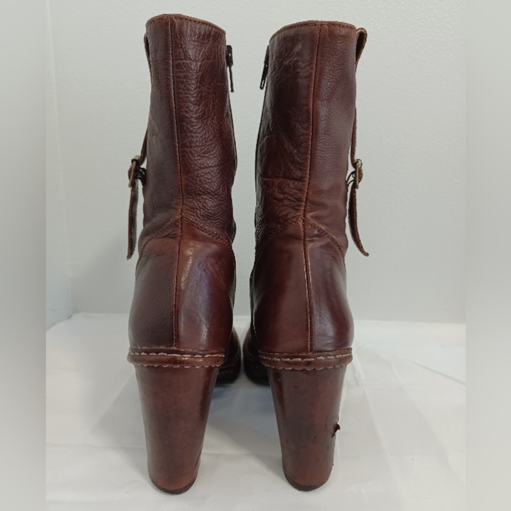 Alberto Fermani chunky heel boots Brown leather zip-up  made in Italy size39 - Picture 15 of 15